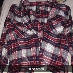 cropped flannel with cut out back